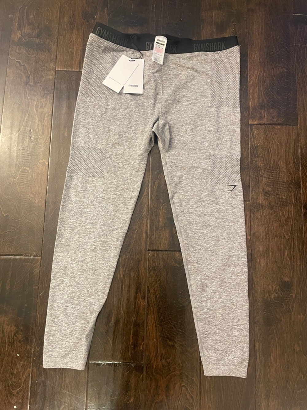NWT Gymshark Womens Light Gray Seamless Leggings Black Waistband XL Never Worn